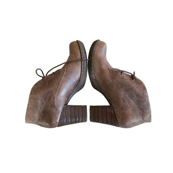 Born Ramsey Ankle Platform Boot 10/42 Brown Leather Oxford Lace Up Block Heel - Picture 13 of 15